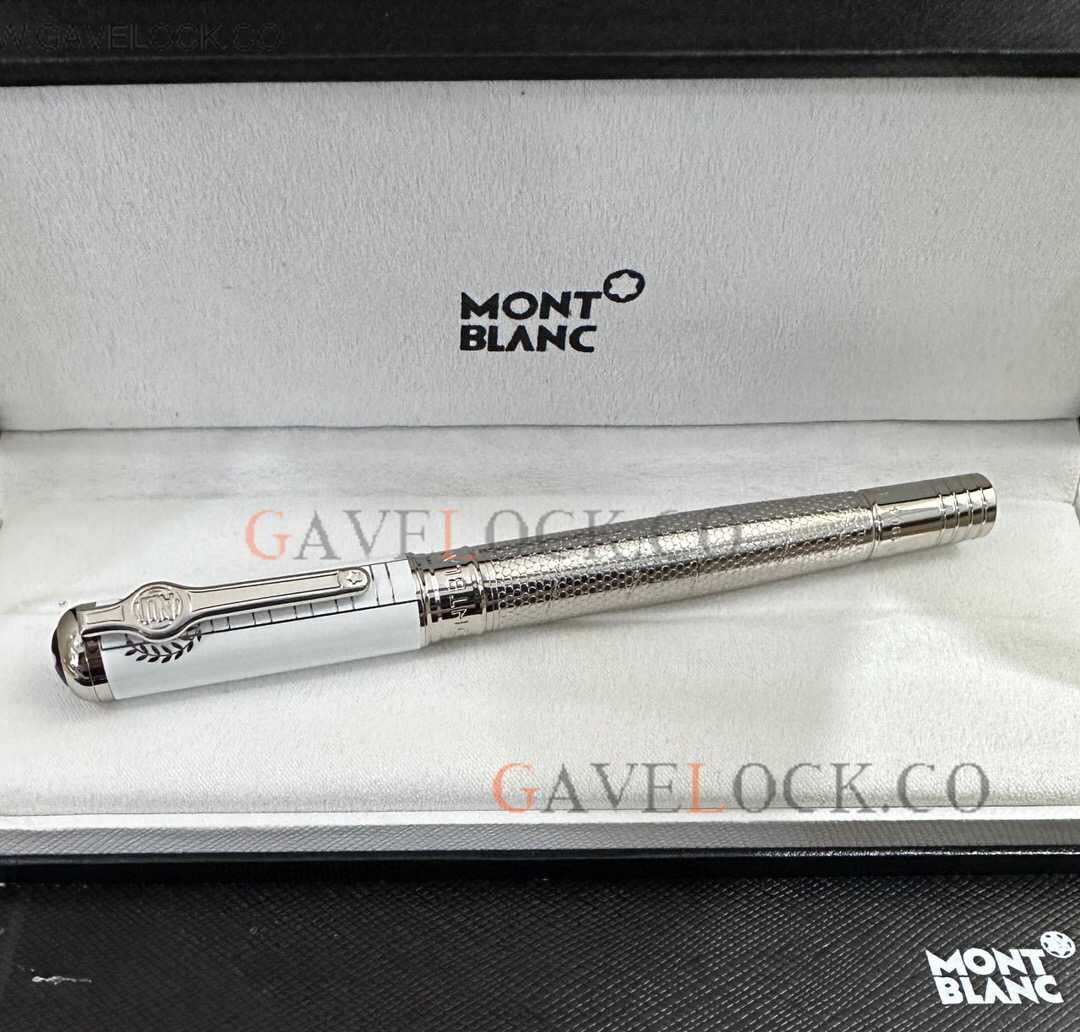 Copy Montblanc Muhammad Ali Silver Barrel White Cap Rollerball Pen